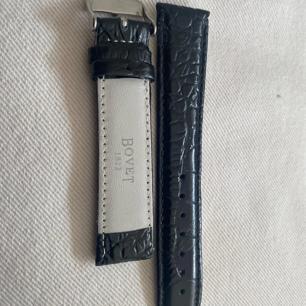 Black Textured Leather Belt BOVET 20mm watch strap